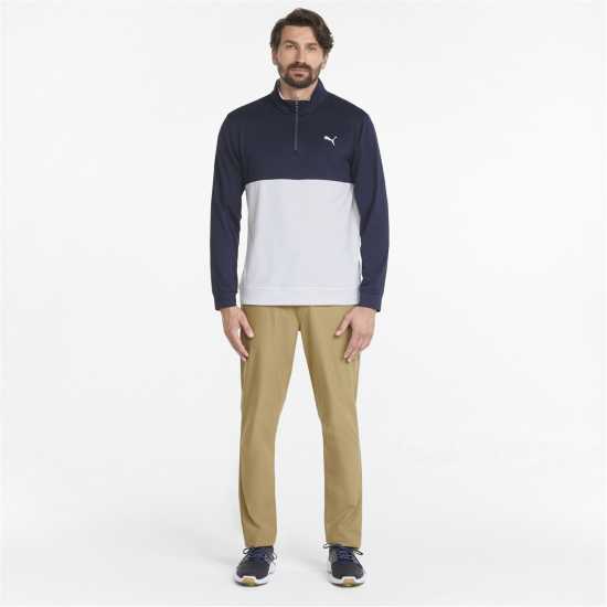 Puma Мъжки Полар С Цип Gamer Colorblock Quarter Zip Fleece Mens Navy/White Мъжки полар
