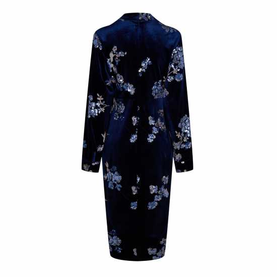 Biba Embellished Velvet Dress Морска синьо Дамски поли и рокли