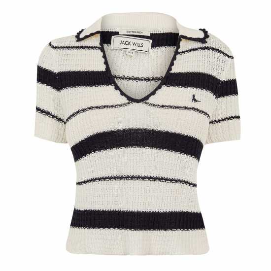 Блуза С Яка Jack Wills Women's Knitted Short Sleeve Polo Shirt  
