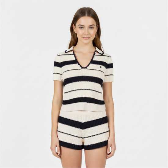 Блуза С Яка Jack Wills Women's Knitted Short Sleeve Polo Shirt  