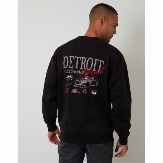 Threadbare Print Sweat Sn62 Black 