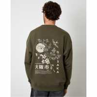 Threadbare Print Sweat Sn62 Dark Khaki 