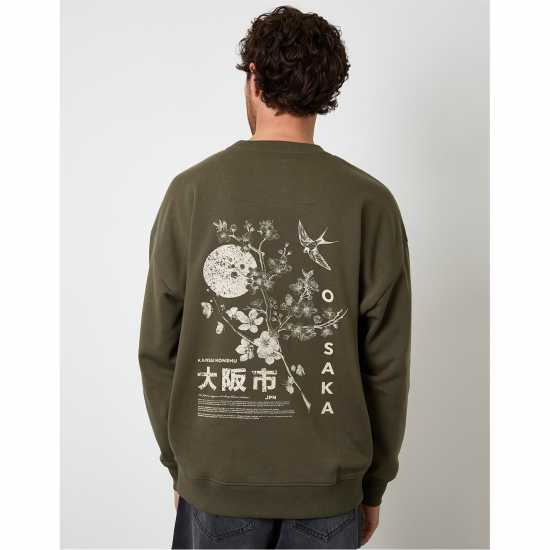 Threadbare Print Sweat Sn62 Dark Khaki 