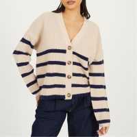 Brave Soul Плетена Жилетка V-Neck Fisherman Knit Striped Cardigan Brave Soul Плетена Жилетка V-Neck Fisherman Knit Striped Cardigan
