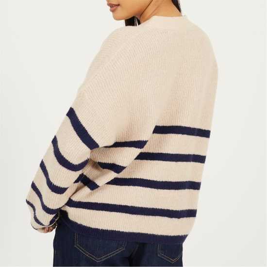 Brave Soul Плетена Жилетка V-Neck Fisherman Knit Striped Cardigan Brave Soul Плетена Жилетка V-Neck Fisherman Knit Striped Cardigan