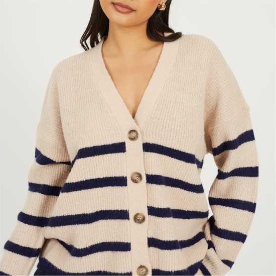 Brave Soul Плетена Жилетка V-Neck Fisherman Knit Striped Cardigan Brave Soul Плетена Жилетка V-Neck Fisherman Knit Striped Cardigan