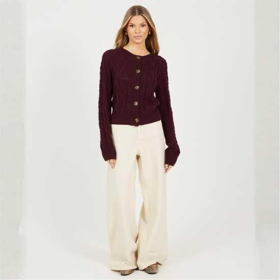 Brave Soul Плетена Жилетка Womens Crew Neck Cable Knit Cardigan With Raglan Sleeve Brave Soul Плетена Жилетка Womens Crew Neck Cable Knit Cardigan With Raglan Sleeve