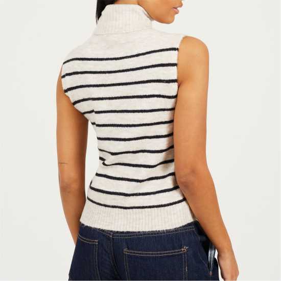 Brave Soul Womens Roll Neck Knitted Tank With Stripe Brave Soul Womens Roll Neck Knitted Tank With Stripe