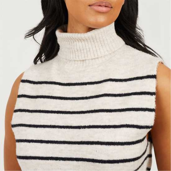 Brave Soul Womens Roll Neck Knitted Tank With Stripe Brave Soul Womens Roll Neck Knitted Tank With Stripe