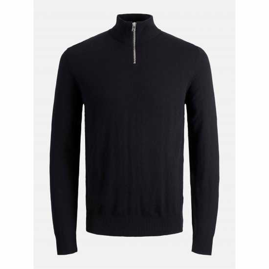Jack And Jones Half Zip Knitted Top Mens Black Jack And Jones Half Zip Knitted Top Mens Black