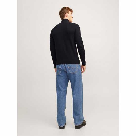 Jack And Jones Half Zip Knitted Top Mens Black Jack And Jones Half Zip Knitted Top Mens Black