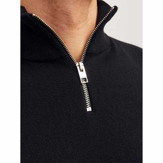 Jack And Jones Half Zip Knitted Top Mens Black Jack And Jones Half Zip Knitted Top Mens Black