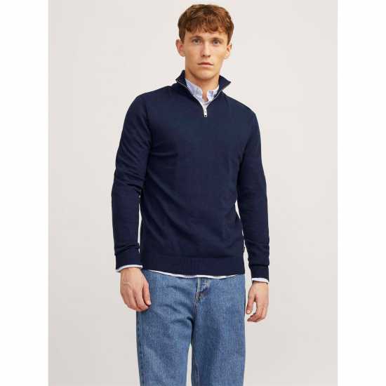 Jack And Jones Half Zip Knitted Top Mens Navy Blazer Jack And Jones Half Zip Knitted Top Mens Navy Blazer