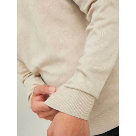 Jack And Jones Half Zip Knitted Top Mens Oatmeal Jack And Jones Half Zip Knitted Top Mens Oatmeal
