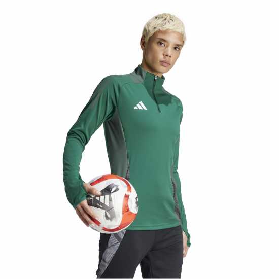Adidas Women's Tiro24 Quarter Zip Fleece Dark Green 