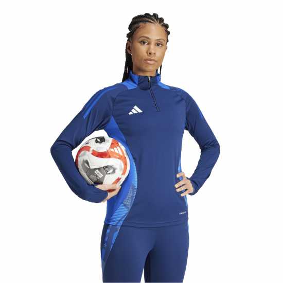 Adidas Women's Tiro24 Quarter Zip Fleece Navy Blue 