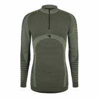 Diadora 1-2 Zip Ls T-Shirt Adv Verde Ti Mens  