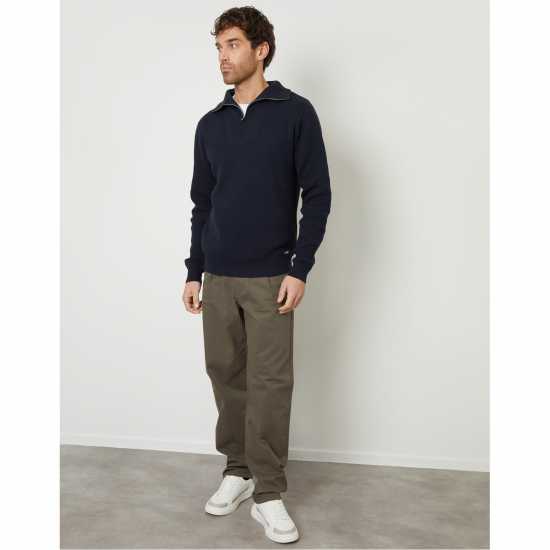 Threadbare Men's Kamrul Quarter Zip Knitted Jumper Navy Threadbare Men's Kamrul Quarter Zip Knitted Jumper Navy