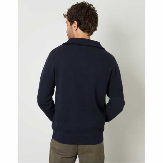 Threadbare Men's Kamrul Quarter Zip Knitted Jumper Navy Threadbare Men's Kamrul Quarter Zip Knitted Jumper Navy