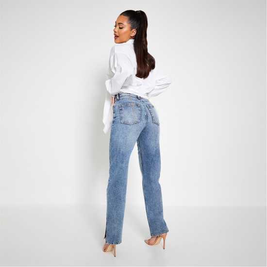 High Waisted Split Hem Jeans  Дамски дънки