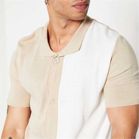 Mens Colourblock Button Through Knitted Top  Мъжки пуловери и жилетки