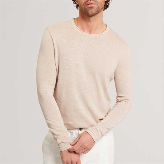 Ted Baker Блуза С Обло Деколте Men's Linen Blend Crew Neck Jumper Taupe 