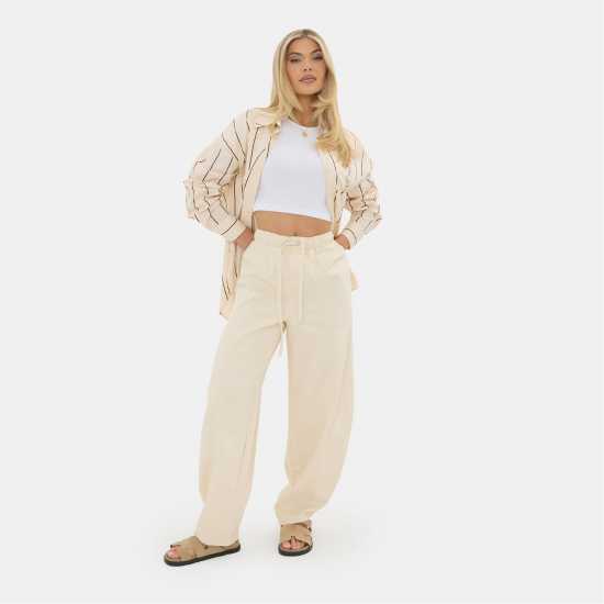 I Saw It First Ecru Barrel Jean I Saw It First Ecru Barrel Jean