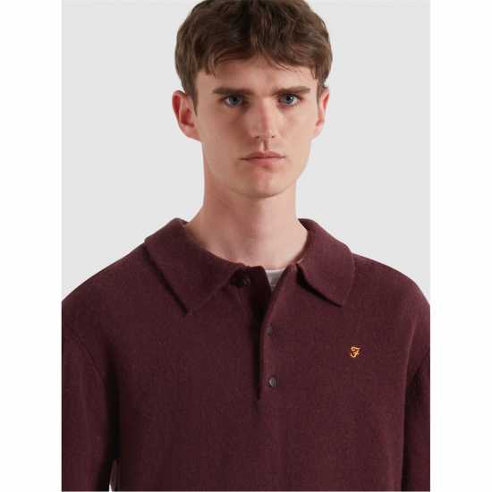 Farah Men's Matson Lambswool Knit Quarter Zip Top Bordeaux 507 