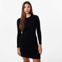 Jack Wills Rib Mini Dress Черно Дамски пуловери и жилетки