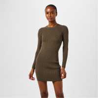 Jack Wills Rib Mini Dress Хаки Дамски пуловери и жилетки