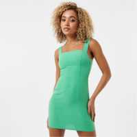 Jack Wills Linen Bodycon Mini Dress Green Дамски поли и рокли