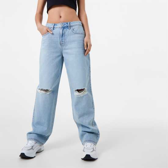 Jack Wills 90S Loose Fit Jeans Light Blue Дамски дънки