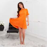 I Saw It First Textured Shirred Smock Dress Orange Дамски поли и рокли