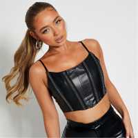 I Saw It First Faux Leather Diamante Trim Corset Top  Дамско облекло плюс размер