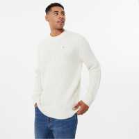 Jack Wills Baby Cable Texture Sweater Cream Мъжки пуловери и жилетки