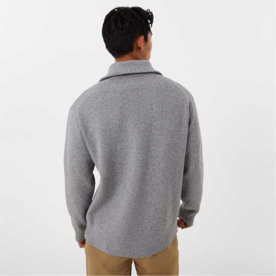 Пуловер С Цип Jack Wills Rib Funnel Zip Jumper Grey Marl Мъжки пуловери и жилетки