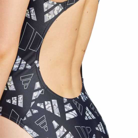 Adidas 3 Bar Logo Graphic Swimsuit Womens Black/Wonder - Дамски бански