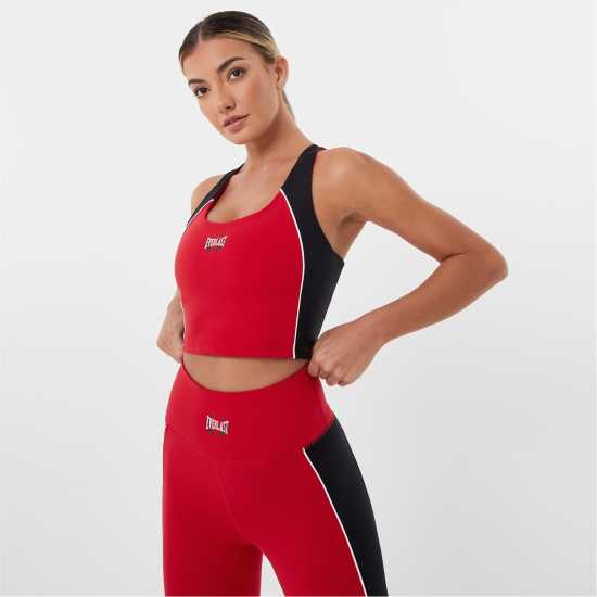 Everlast Longline Panel Sports Bra Red Спортни сутиени