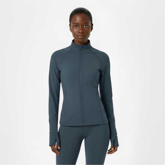 Usa Pro Women's Core Fitness Long Sleeve Slim Fit Performance Training Jacket Charcoal Usa Pro Women's Core Fitness Long Sleeve Slim Fit Performance Training Jacket Charcoal