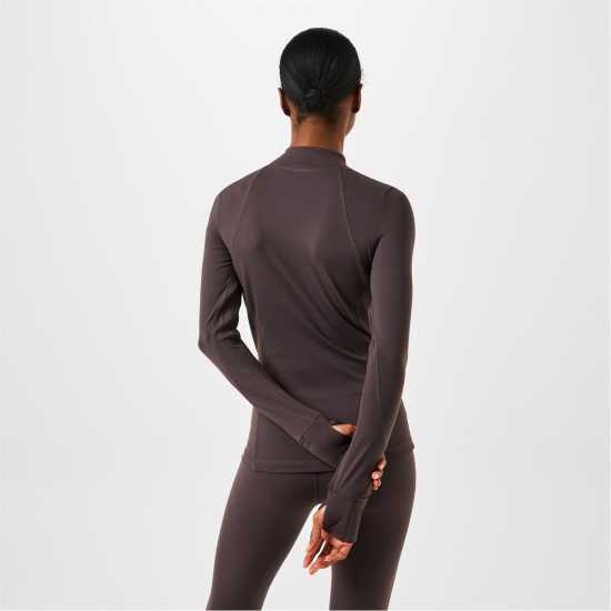 Usa Pro Women's Core Fitness Long Sleeve Slim Fit Performance Training Jacket Espresso 