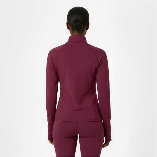 Usa Pro Women's Core Fitness Long Sleeve Slim Fit Performance Training Jacket Dark Cherry 