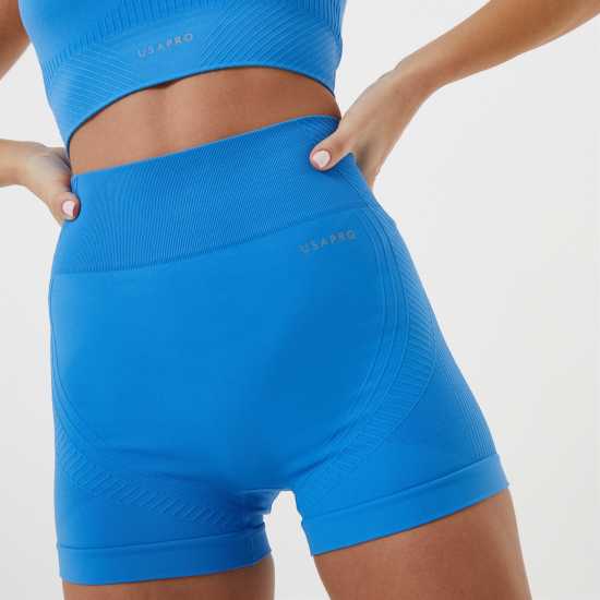 Usa Pro Seamless 3 Inch Shorts Sonic Blue Дамски клинове за фитнес