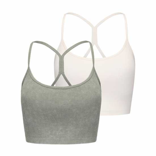 Slazenger Bra Tank Womens Зелено/Захар Спортни сутиени