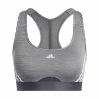 Adidas Powerreact Training Medium Support 3-Stripes Bra Womens Grey/White Спортни сутиени