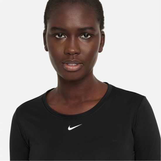 Nike Dri-FIT One Women's Standard Fit Long-Sleeve Top Black / White Атлетика
