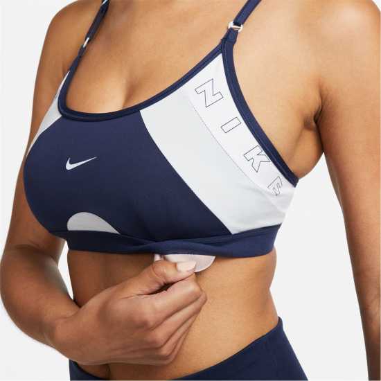 Nike Dri-FIT Indy Women's Light-Support 2-Piece Pad Logo Sports Bra Blue/Grey Спортни сутиени