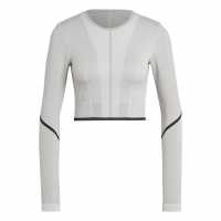 Adidas Women's Cropped Long-Sleeve Performance Gym Top Мгх Солидно Сиво 