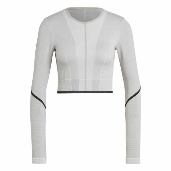 Adidas Women's Cropped Long-Sleeve Performance Gym Top Мгх Солидно Сиво 