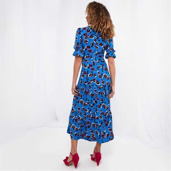 Br Animal Blue Dress Ld42  Дамски поли и рокли