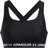 Under Armour Armour Crossback Mid Bra Medium Impact Sports Womens Черно/Бяло Спортни сутиени
